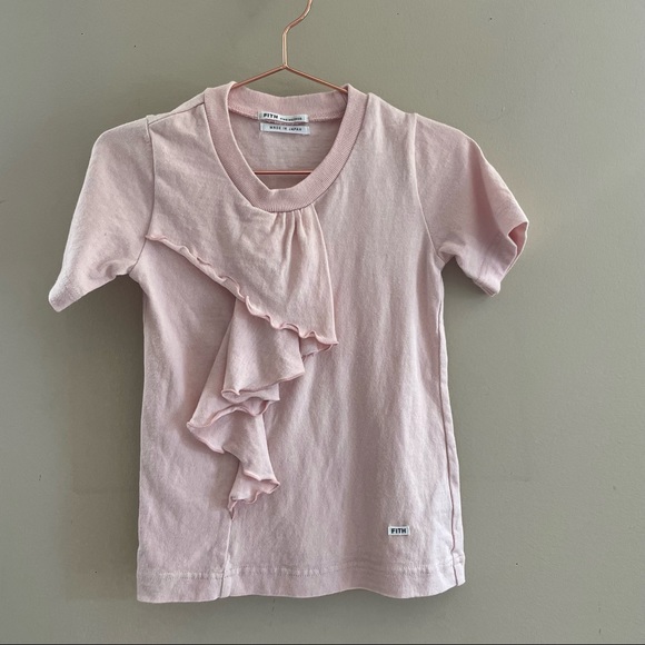 Trico Field Fith Fine Method Pink Ruffle T-Shirt Sz 5 - Picture 1 of 6